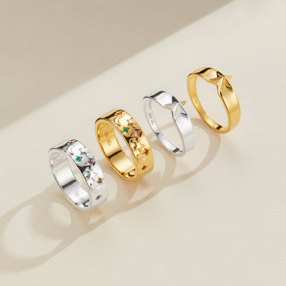 Celestial star and moon ring collection 