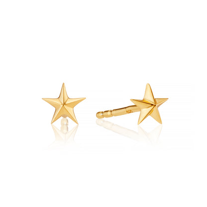 MINI 3D STAR STUD EARRINGS IN GOLD VERMEIL