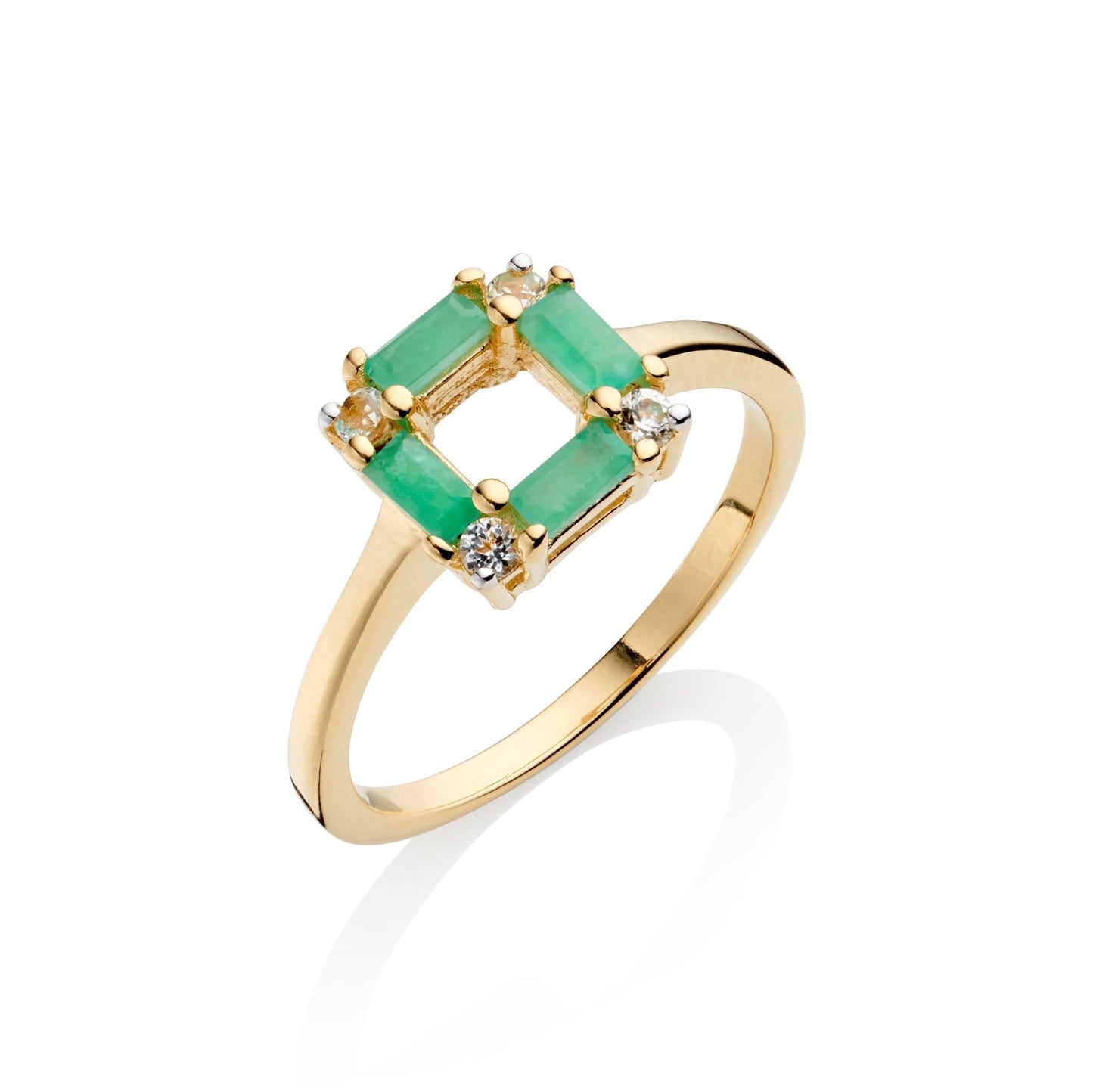 9CT YELLOW GOLD EMERALD ART DECO RING - Fool's Gold Jewellery