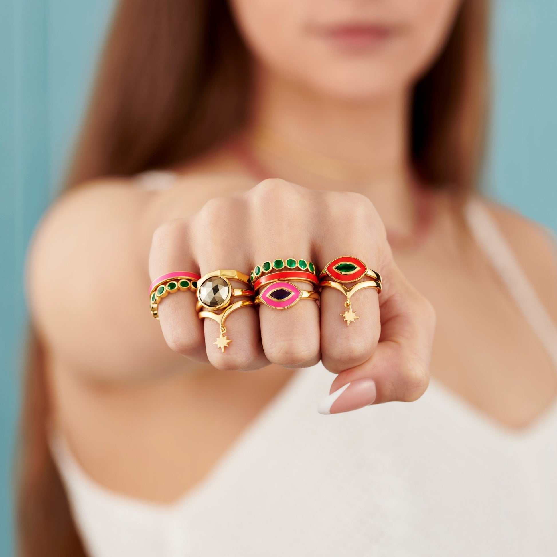 FLAME ORANGE ENAMEL STACKING BAND - Fool's Gold Jewellery