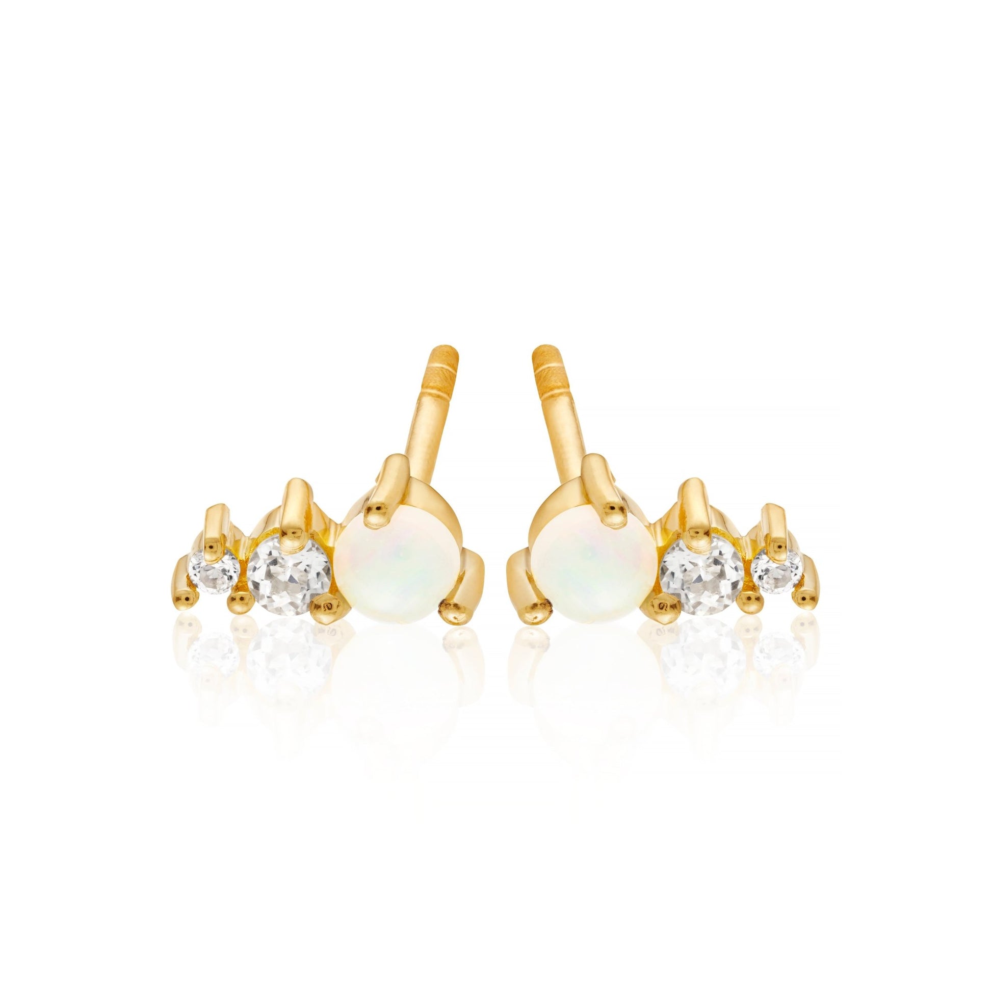 OPAL & WHITE TOPAZ STUD EARRINGS - Fool's Gold Jewellery